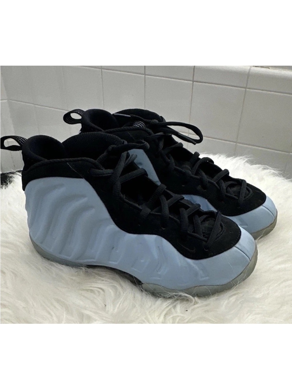 Nike Kids Foamposite Sneakers in Light Blue and Black